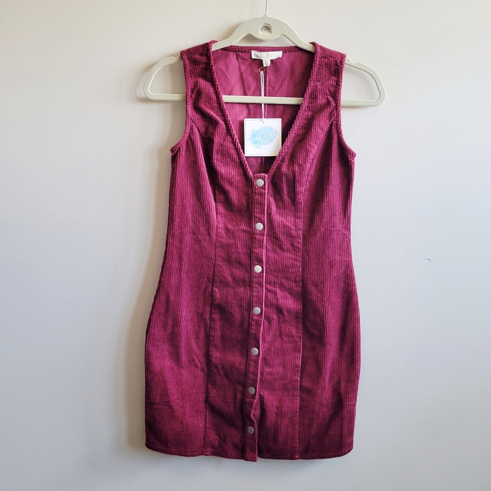 Cloud Ten Corduroy Dress In Burgundy‎